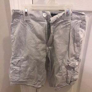 Grey and white striped boy shorts